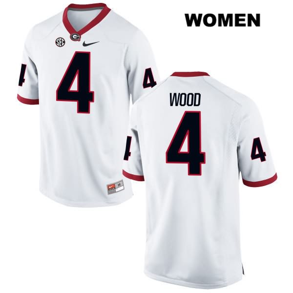 Georgia Bulldogs Women's Mason Wood #4 NCAA Authentic White Nike Stitched College Football Jersey JAP2056WU